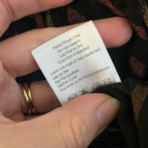 Veronica Beard Daphne Striped Metallic Tshirt Dress XS Bodycon Ruched Colorful - Picture 8 of 8